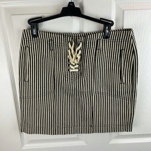 Madewell Ticking Stripe Lace Up Skirt Black Ivory